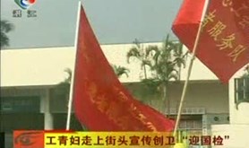 工青妇走上街头宣传创卫“迎国检”（第一视线视频报道）