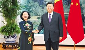 习近平会见越共中央政治局委员、中央书记处常务书记、中组部部长张氏梅